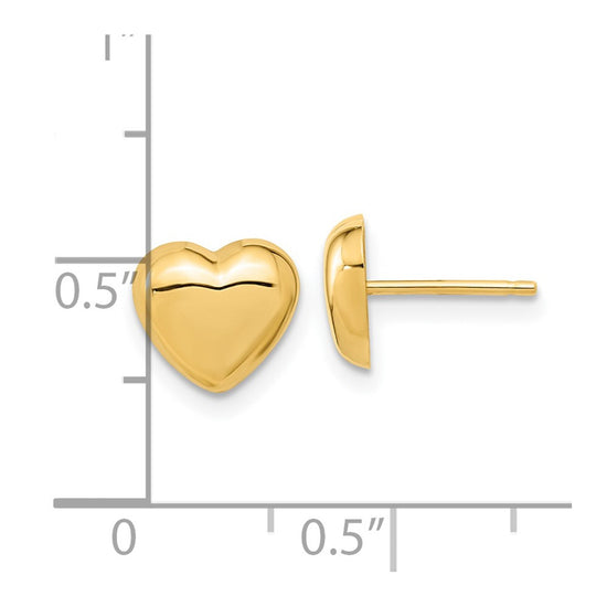 14k 8.6mm Polished Heart Post Earrings