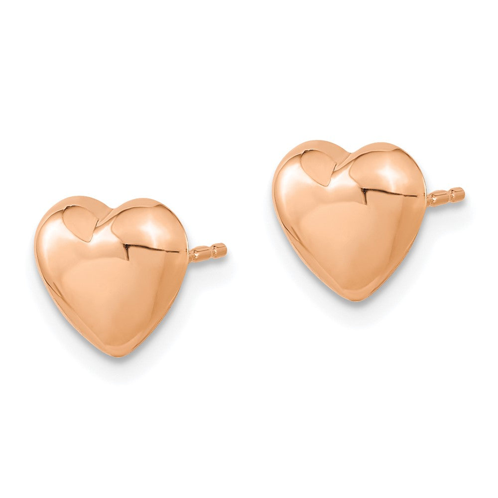 14k Rose Gold 8.6mm Polished Heart Post Earrings