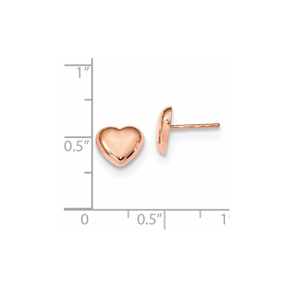 14k Rose Gold 8.6mm Polished Heart Post Earrings