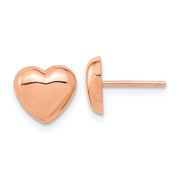 14k Rose Gold 8.6mm Polished Heart Post Earrings