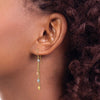 14k Tri-color Diamond-cut Triple Heart and Chain Dangle French Hook Earrings