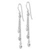 14k White Gold Diamond-cut Triple Heart and Chain Dangle French Hook Earrings