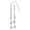 14k White Gold Diamond-cut Triple Heart and Chain Dangle French Hook Earrings