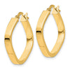 14K 3x27mm Flat Edge Square Tube Hoop Earrings