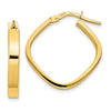 14K 3x27mm Flat Edge Square Tube Hoop Earrings