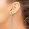 14k White Gold Polished and Twisted Bar w/Chain Post Earrings