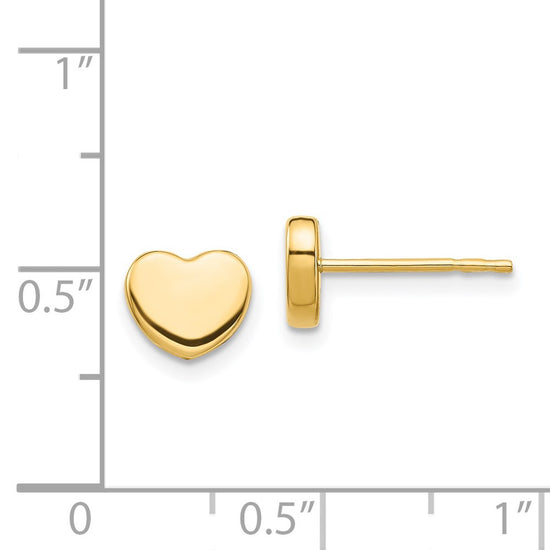 14K 7mm Polished Heart Post Earrings