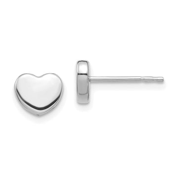 14K White Gold 7mm Polished Heart Post Earrings