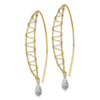 14k Two-tone Polished Wire-Wrapped Diamond-cut Dangle Threader Earrings