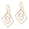 14k Two-tone Diamond-cut Graduated Square Drop French Hook Earrings