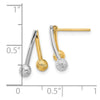 14k Two-tone Polished and Textured Post Earrings
