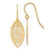 14k Polished Flower in Oval Frame Dangle French Hook Earrings