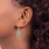 14k Tri-color Diamond-cut Polished Filigree Dangle French Hook Earrings