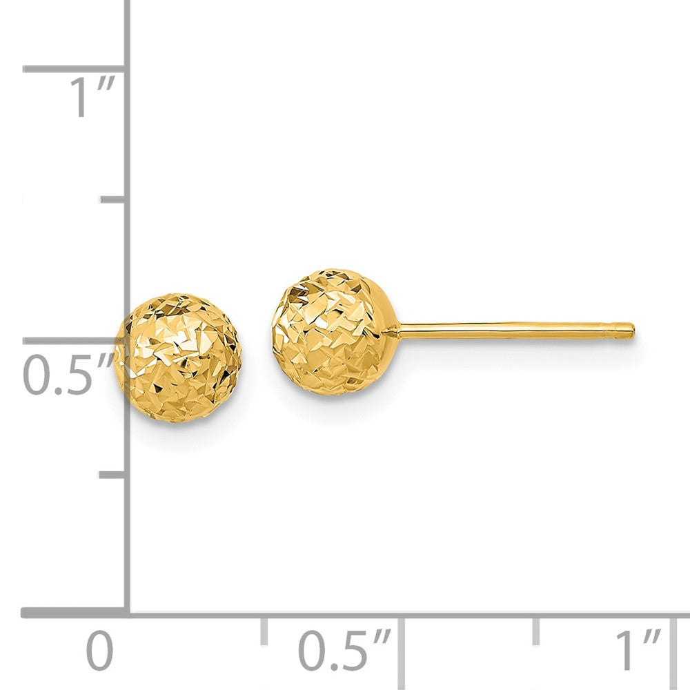 14k 6mm Diamond-cut Puffed Ball Post Earrings