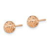 14k Rose Gold 6mm Diamond-cut Puffed Ball Post Earrings