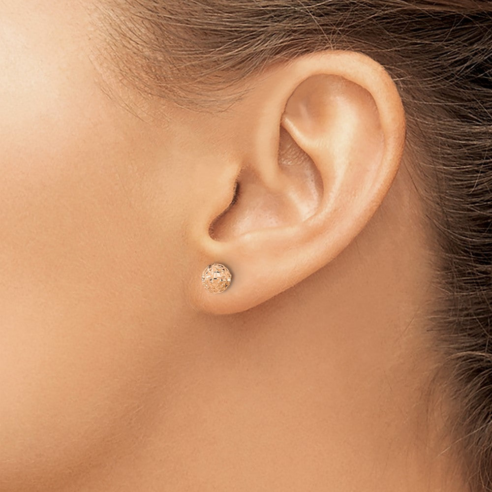 14k Rose Gold 6mm Diamond-cut Puffed Ball Post Earrings