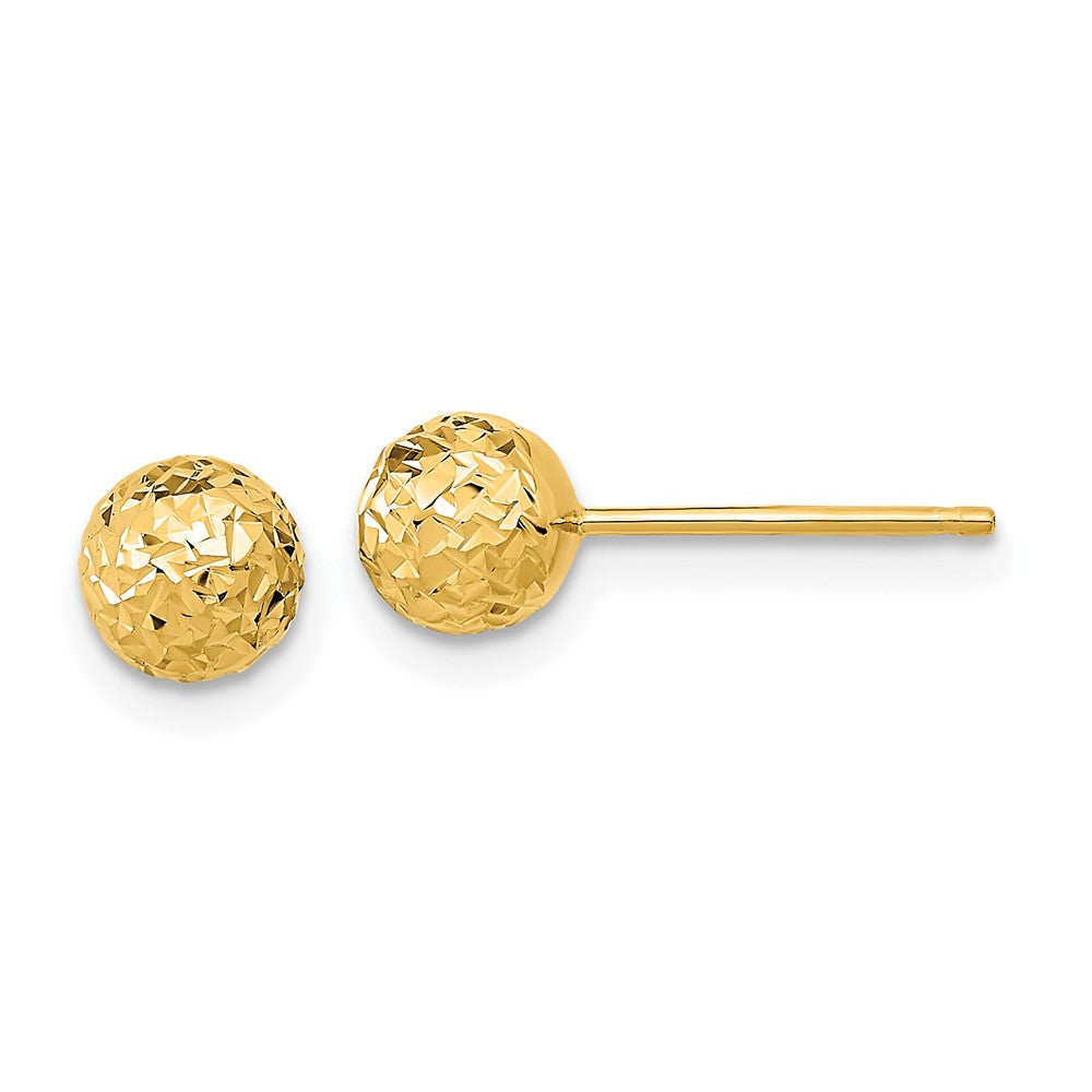 14k 6mm Diamond-cut Puffed Ball Post Earrings