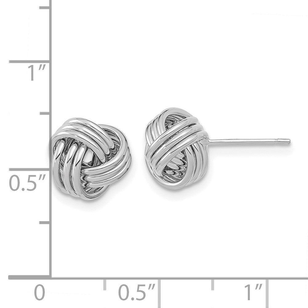 14k White Gold 10mm Polished Triple Love Knot Post Earrings