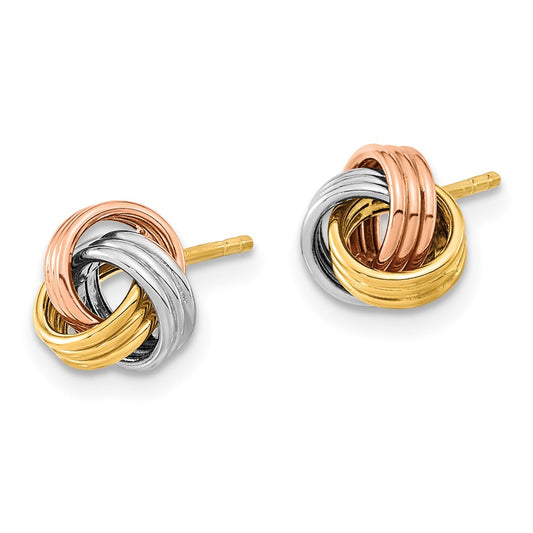 14k with Rose and White Rhodium 8.5mm Polished Love Knot Post Earrings