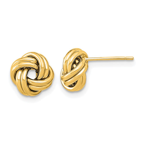 14k 9mm Polished Double Love Knot Post Earrings