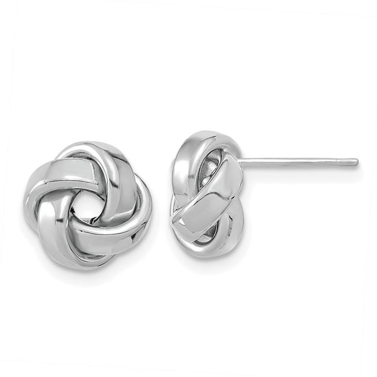 14k White Gold 10mm Polished Love Knot Post Earrings
