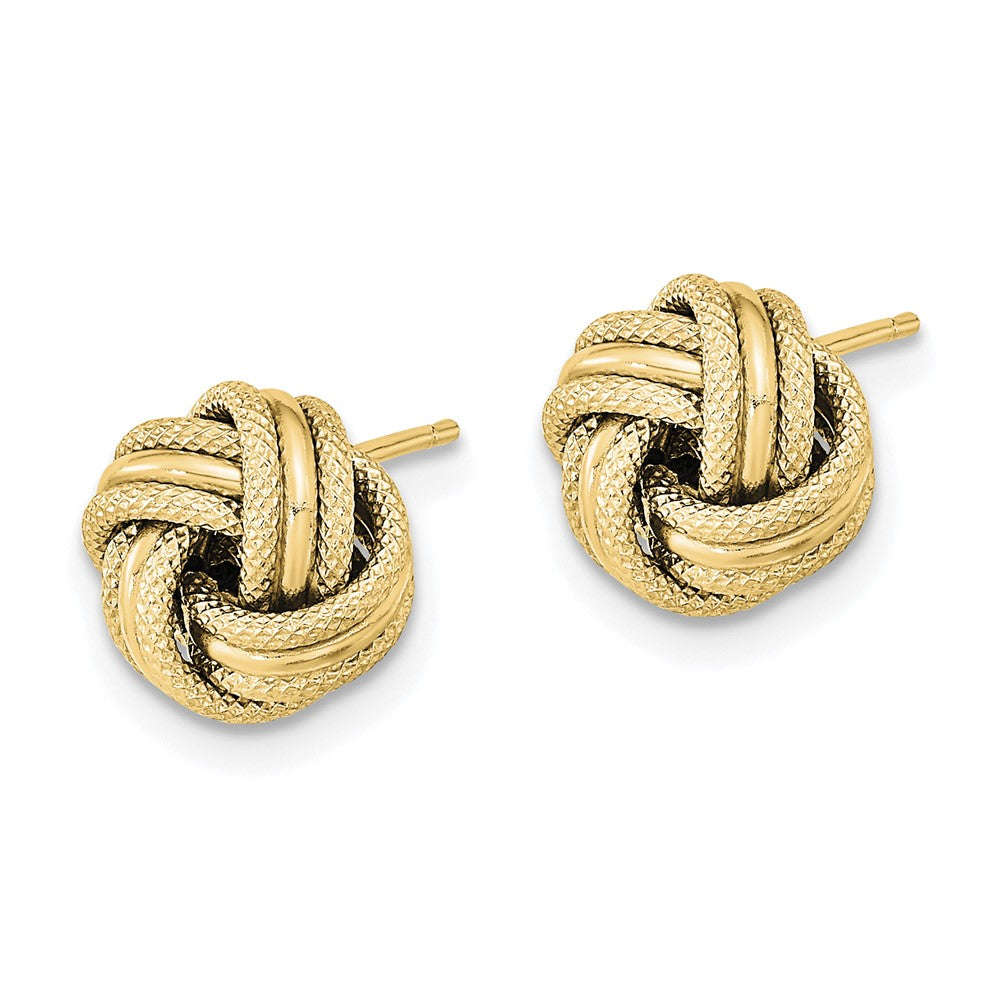 Gold Textured Love Knot Post Earrings