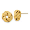14k 14mm Polished and Textured Love Knot Post Earrings