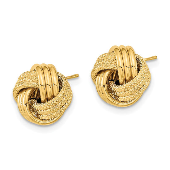 Gold Textured Love Knot Post Earrings