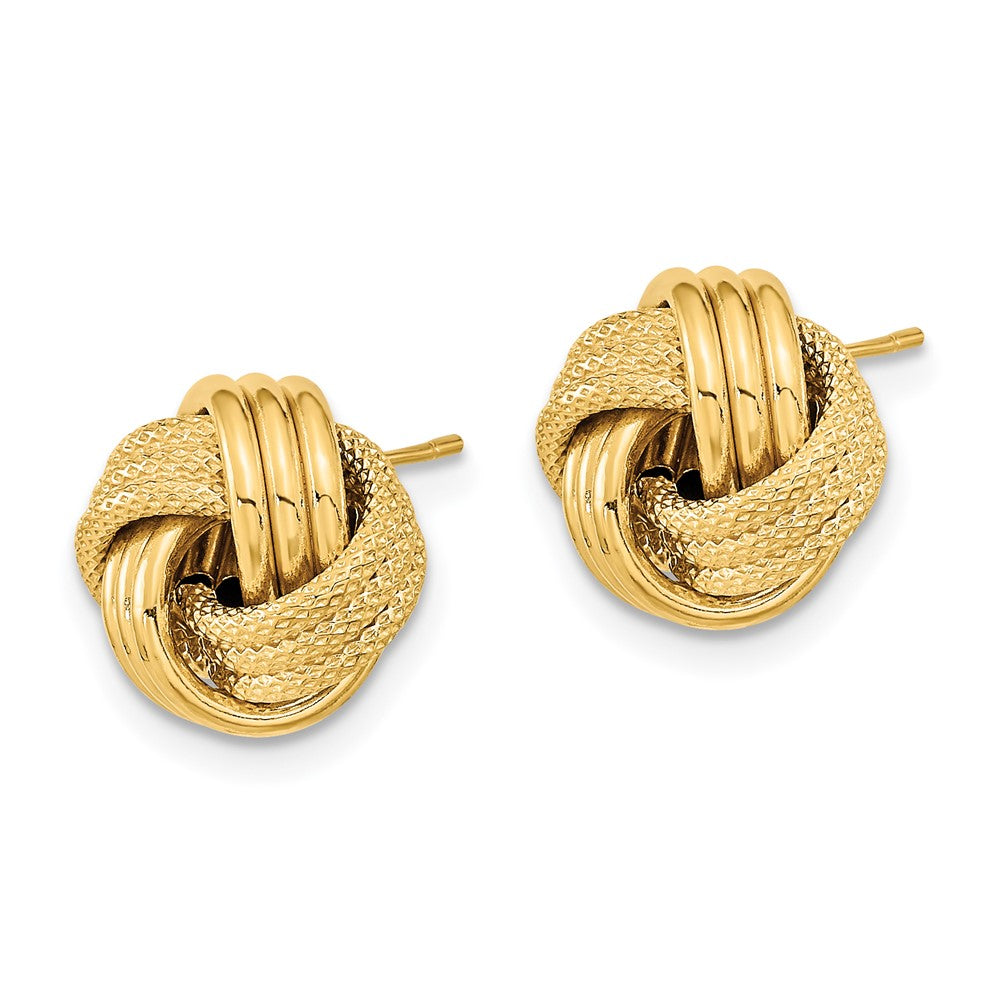 Gold Textured Love Knot Post Earrings