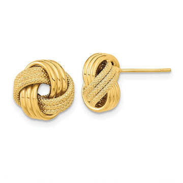 Gold Textured Love Knot Post Earrings