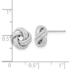 14k White Gold 10mm Polished Textured Double Love Knot Post Earrings