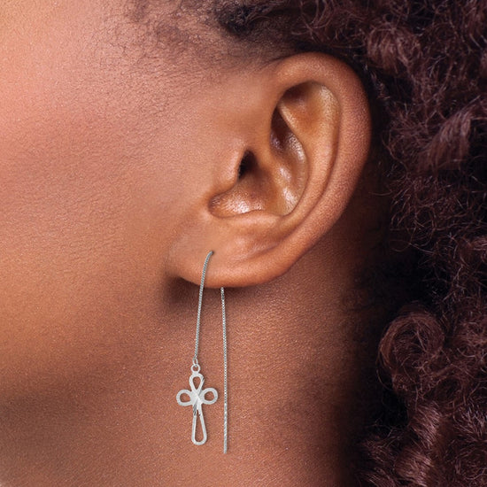 Gold Cross Threader Earrings