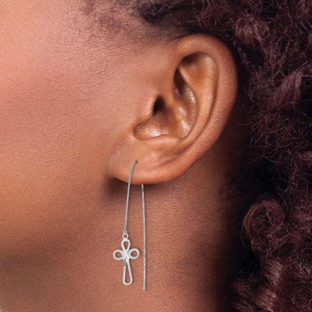 Gold Cross Threader Earrings
