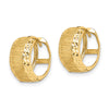 Gold Diamond-cut Textured Hinged Hoop Earrings