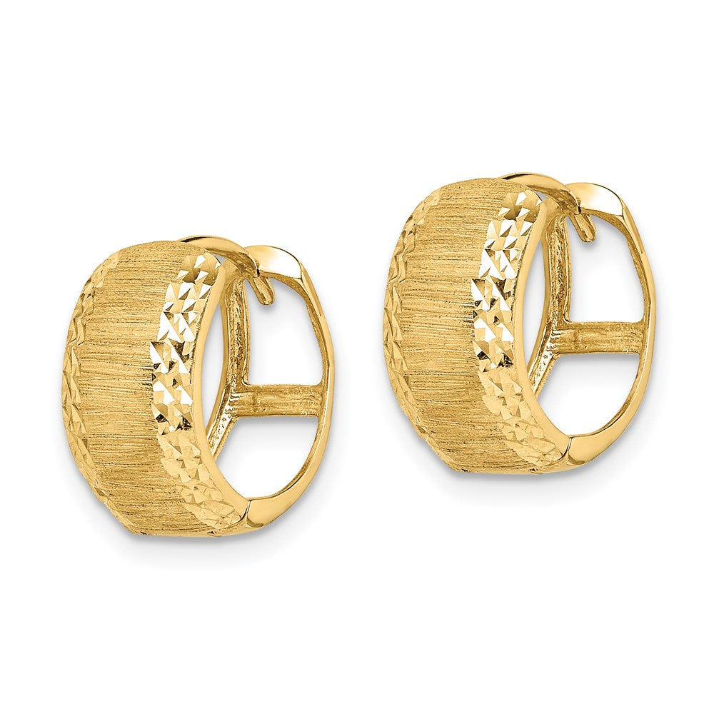 Gold Diamond-cut Textured Hinged Hoop Earrings