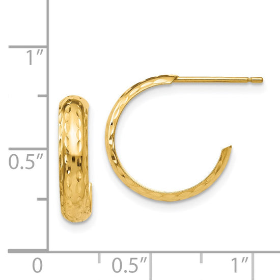 Gold Diamond-cut C-hoop Post Earrings