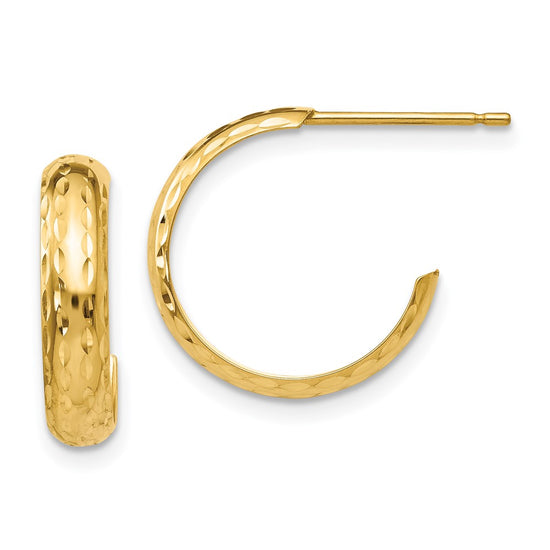 Gold Diamond-cut C-hoop Post Earrings