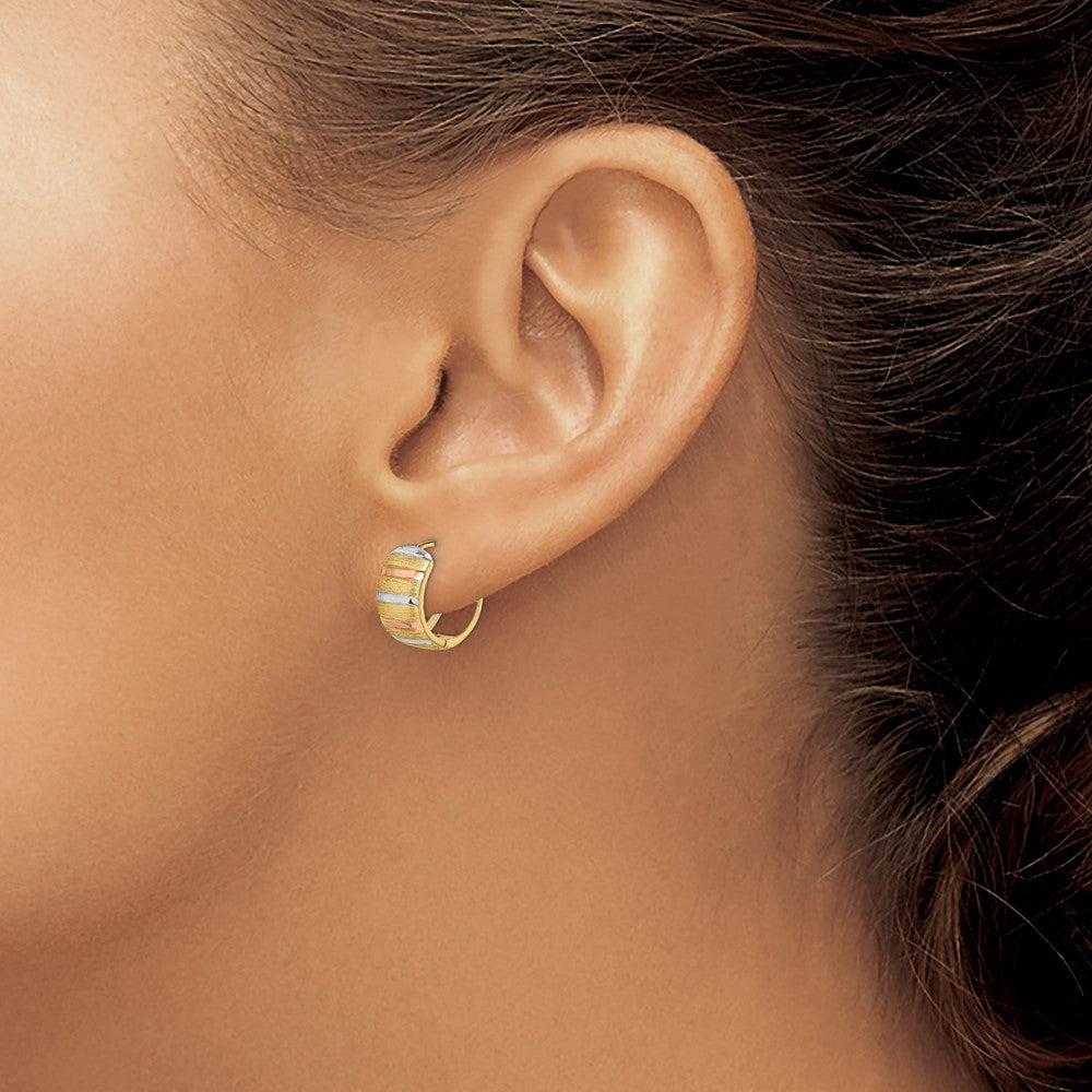 14K with White & Rose Rhodium Hoop Earrings