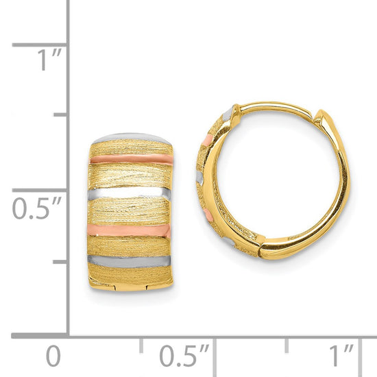 14K with White & Rose Rhodium Hoop Earrings