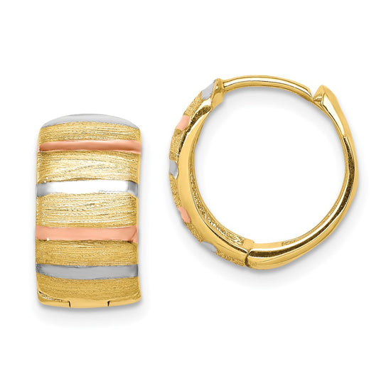 14K with White & Rose Rhodium Hoop Earrings