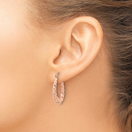 Gold Twisted Oval Hoop Earrings