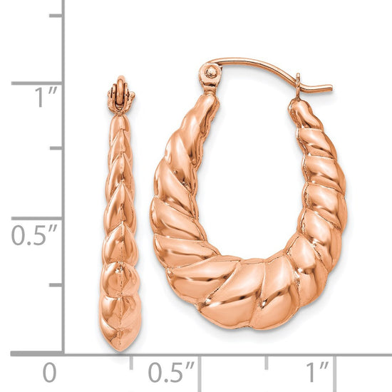 Gold Twisted Oval Hoop Earrings