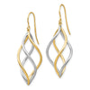 14K Two-Tone Twisted Polished Dangle French Hook Earrings