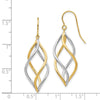 14K Two-Tone Twisted Polished Dangle French Hook Earrings