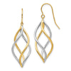 14K Two-Tone Twisted Polished Dangle French Hook Earrings