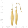14k Brushed Pointed Oval Dangle French Hook Earrings