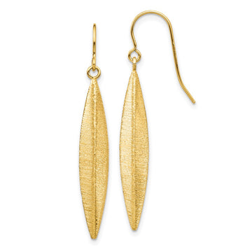 14k Brushed Pointed Oval Dangle French Hook Earrings