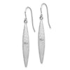 14K White Gold Brushed Pointed Oval Dangle French Hook Earrings