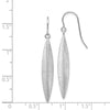 14K White Gold Brushed Pointed Oval Dangle French Hook Earrings