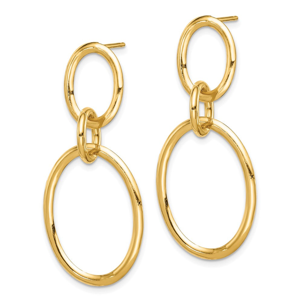 14K Polished Ovals Dangle Post Earrings